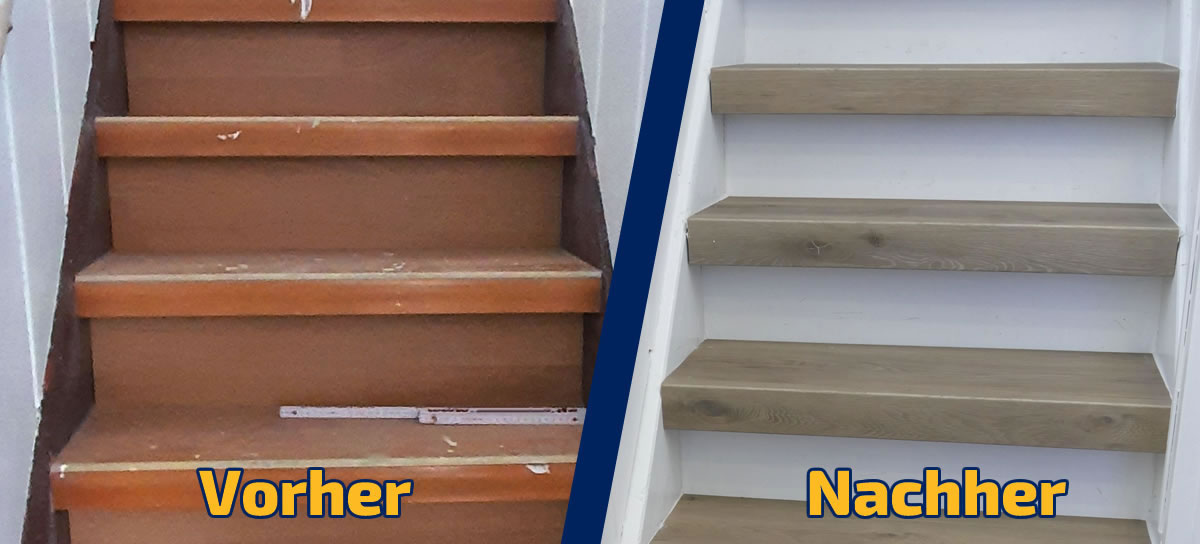 Vinyl Treppenstufen Winkelvariante: Überschub